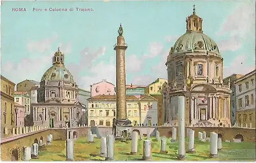 AK Roma. Foro e Colonna di Trajano. ca. 1908, Postkarte. Ca. 1908
