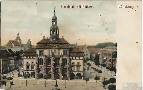 AK Lüneburg. Marktplatz mit Rathaus. ca. 1910, Postkarte. Ca. 1910