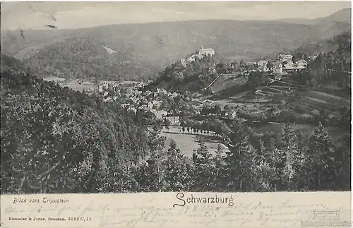 AK Schwarzburg. Blick vom Trippstein. ca. 1907, Postkarte. Serien Nr, ca. 1907