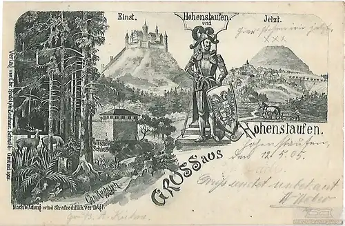 AK Gruss aus Hohenstaufen. ca. 1905, Postkarte. Ca. 1905, gebraucht, gut