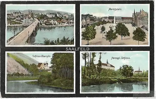 AK Saalfeld. Marktplatz. Schloss Obernitz. Herz. Schloss. ca. 1910, Postkarte