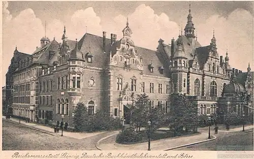 AK Reichsmessestadt Leipzig. Deutsche Buchhändleranstalt und Börse, Postkarte