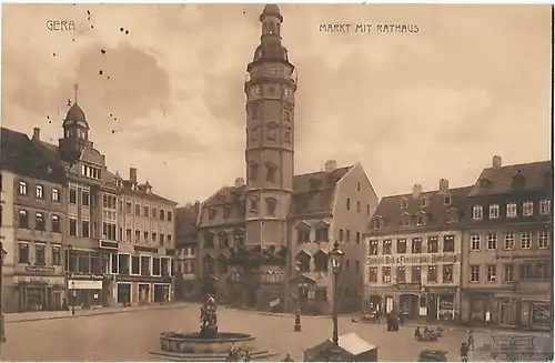 AK Gera. Markt mit Rathaus. ca. 1912, Postkarte. Ca. 1912, Cramers Kunstanstalt