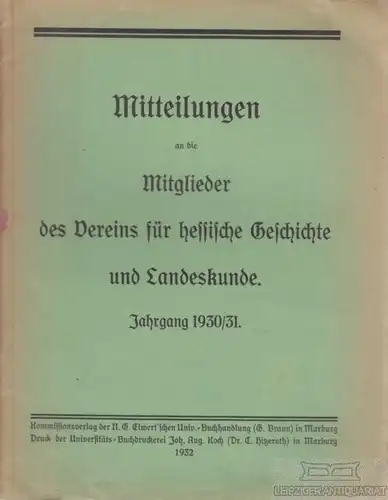 Buch: Mitteilungen an die Mitglieder des Vereins für hessische Geschichte...1932