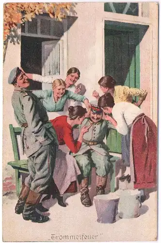 AK Trommelfeuer. Postkarte, Verlag Gerhard Stalling, ca. 1917, gebraucht, gut