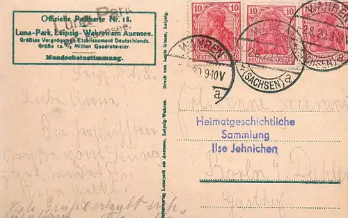 AK Luna-Park Leipzig-Wahren am Auensee. ca. 1920, Postkarte. Nr. 18, 1920