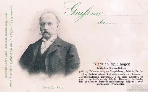 AK Friedrich Spielhagen, Postkarte. Serie D. No. 119, gebraucht, gut