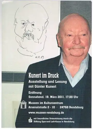 Günter Kunert. Autogrammkarte. Signiert, Autogrammkarte. 2011, gebraucht, gut