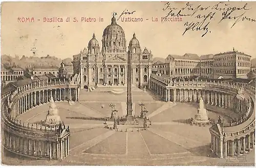 AK Roma. Basilica di S. Pletro in Vaticano. La Facciata. ca. 1907, Postkarte