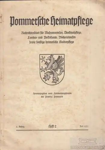 Buch: Pommersche Heimatpflege. 2. Jahrgang, Heft 2, Juli 1931. 1931