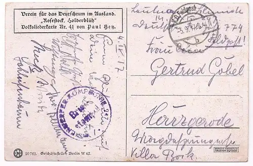AK Rosestock - Holderblüh, wenn i mein Dirnderl sieht ... Postkarte, ca. 1917