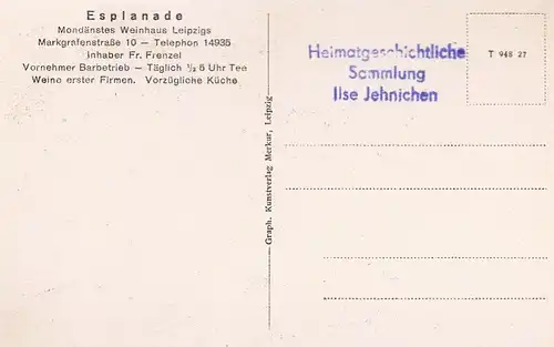 AK Esplanade-Weinhaus Leipzig, Postkarte, Graph. Kunstverlag Merkur 276355