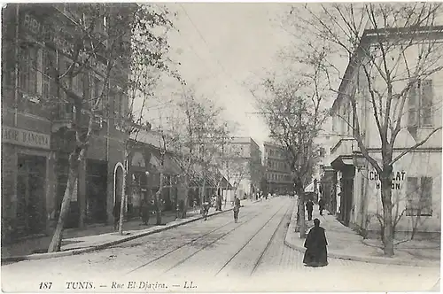 AK Tunis. Rue El Djazira. ca. 1908, Postkarte. Ca. 1908, gebraucht, gut