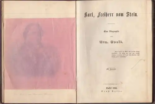 Buch: Karl, Freiherr vom Stein, Ewald, Arm. 1855, Ernst Balve Verlag