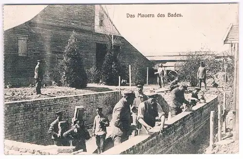 AK Das Mauern des Bades. Postkarte, ca. 1915, gebraucht, gut, Feldpost