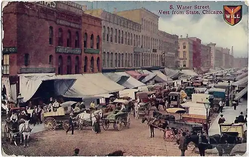 AK S. Water Street. West from State. Chicago. ca. 1911, Postkarte. Serien Nr