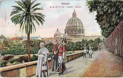 AK Roma. S.S. Pio X ed i Giardini vaticani ca. 1907, Postkarte. Ca. 1907