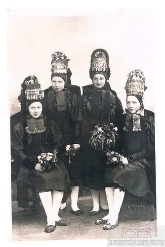 AK Vier Mädchen in Altenburger Trachten, Postkarte. Fotokarte, gebraucht, gut