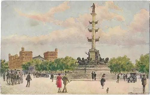 AK Wien Praterstern. Tegetthoffmonument. ca. 1906, Postkarte. Ca. 1906