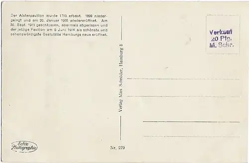 AK Hamburg bei Nacht. Der weltbekannte Alsterpavillon. ca. 1914, Postkarte