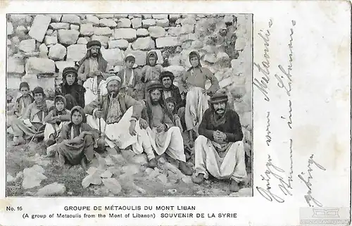 AK Groupe de Metaoulis du Mont Liban. ca. 1908, Postkarte. Serien Nr, ca. 1908