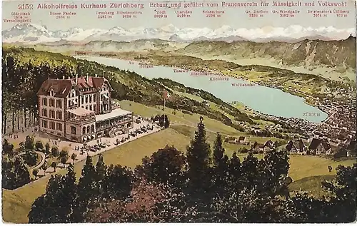 AK Alkoholfreies Kurhaus Zürichberg. ca. 1908, Postkarte. Ca. 1908