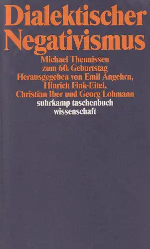 Buch: Dialektischer Negativismus, Angehrn, Lohmann, Fink-Eitel, 1992, Suhrkamp