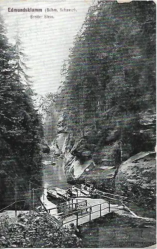 AK Edmundsklamm. Breiter Stein. Böhm. Schweiz. ca. 1908, Postkarte. Serien Nr