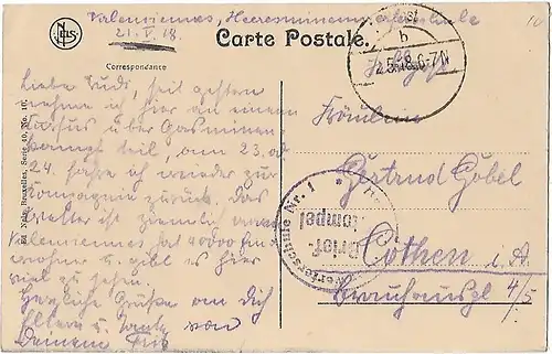 AK Herbeumont. Pont sur la Semols. ca. 1918, Postkarte. Serien Nr, ca. 1918