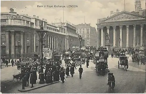 AK Bank & Royal Exchange. London. ca. 1912, Postkarte. Serien Nr, ca. 1912