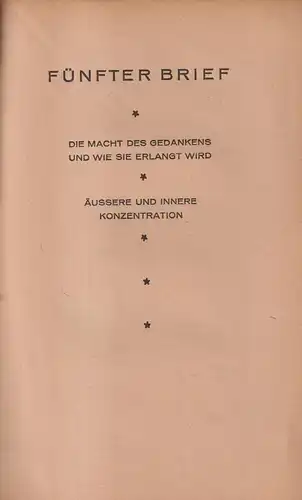 Buch: Lebensmeisterschaft Fünfter Brief, Dualim, 1919, Archiv für Lebenskunst