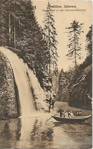 AK Böhm. Schweiz. Wasserfall in der Edmundsklamm. ca. 1927, Postkarte. Ca. 1927