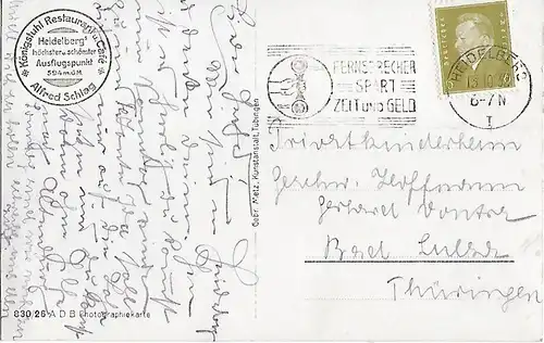 AK Heidelberg vom Philosophenweg. ca. 1932, Postkarte. Serien Nr, ca. 1932