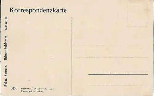 AK Edmundsklamm. Wasserfall. ca. 1907, Postkarte. Serien Nr, ca. 1907