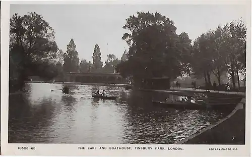AK London. The Lake and boathouse. Finsbury Park. ca. 1912, Postkarte. Ca. 1912