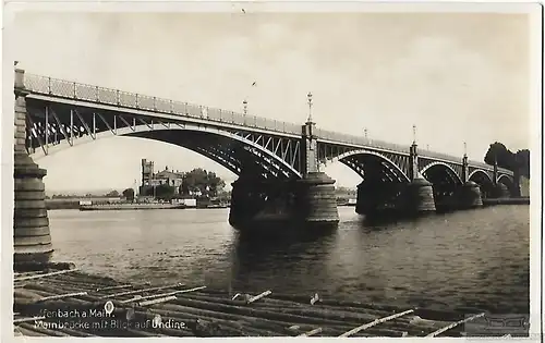 AK Offenbach a. Main. Mainbrücke mit Blick auf Undine. ca. 1930, Postkarte