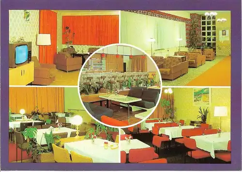 AK Groß Labenz. Fernsehraum. Empfangshalle. Restaurant. Klubraum. Bar. ca. 1981