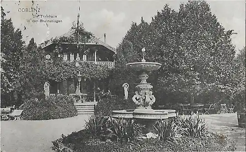 AK Coblenz. Die Trinkhalle in den Rheinanlagen. ca. 1908, Postkarte. Serien Nr