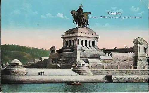 AK Coblenz. Kaiser Wilhelm Provinzial Denkmal ca. 1913, Postkarte. Ca. 1913