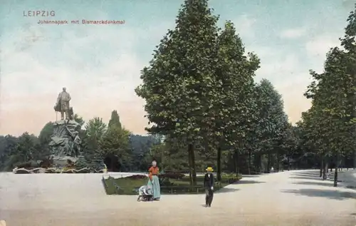 AK Leipzig. Johannapark mit Bismarckdenkmal. 1906, Postkarte. Nr. 429, 1906