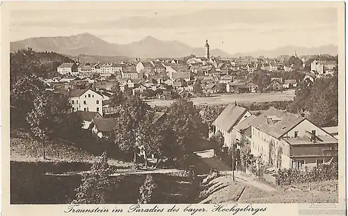 AK Traunstein im Paradies des bayr. Hochgebirges. ca. 1913, Postkarte. Serien Nr