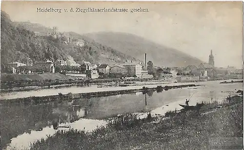AK Heidelberg v.d. Ziegelhäuserlandstrasse gesehen. ca. 1916, Postkarte