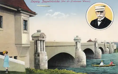 AK Leipzig. Zeppelinbrücke (über die Lindeauer Wiesen), Postkarte. Nr. 34