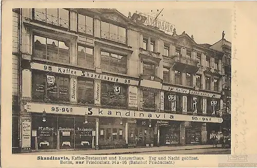 AK Skandinavia. Kaffe Restaurant und Konzerthaus. Berlin. ca. 1916, Postkarte