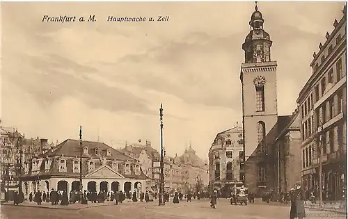 AK Frankfurt a.M. Hauptwache u. Zeil. ca. 1913, Postkarte. Serien Nr, ca. 1913