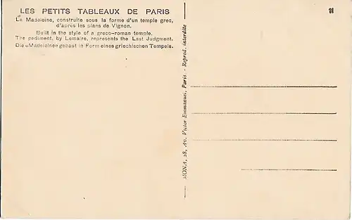 AK Les Petits Tableaux de Paris. ca. 1907, Postkarte. Ca. 1907, gebraucht, gut