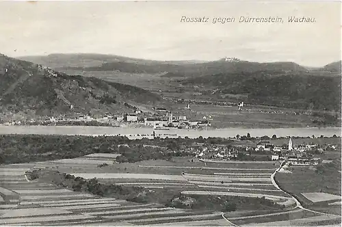 AK Rossatz gegen Dürrenstein. Wachau. ca. 1906, Postkarte. Serien Nr, ca. 1906