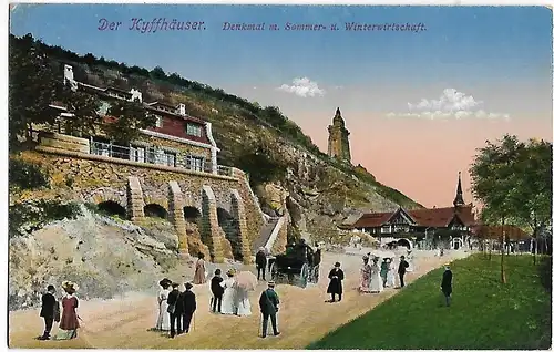 AK Der Kyffhäuser. Denkmal m. Sommer- u. Winterwirtschaft. ca. 1917, Postkarte