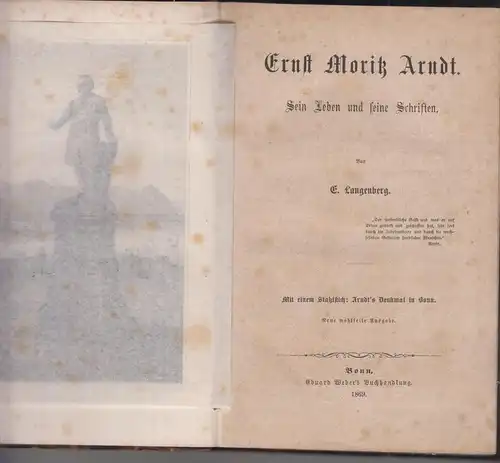Buch: Ernst Moritz Arndt, Langenberg, E., 1869, Eduard Weber's Buchhandlung, gut