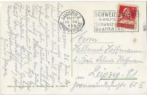 AK Zuger See. Vierwaldstätter See. ca. 1926, Postkarte. Ca. 1926, gebraucht, gut